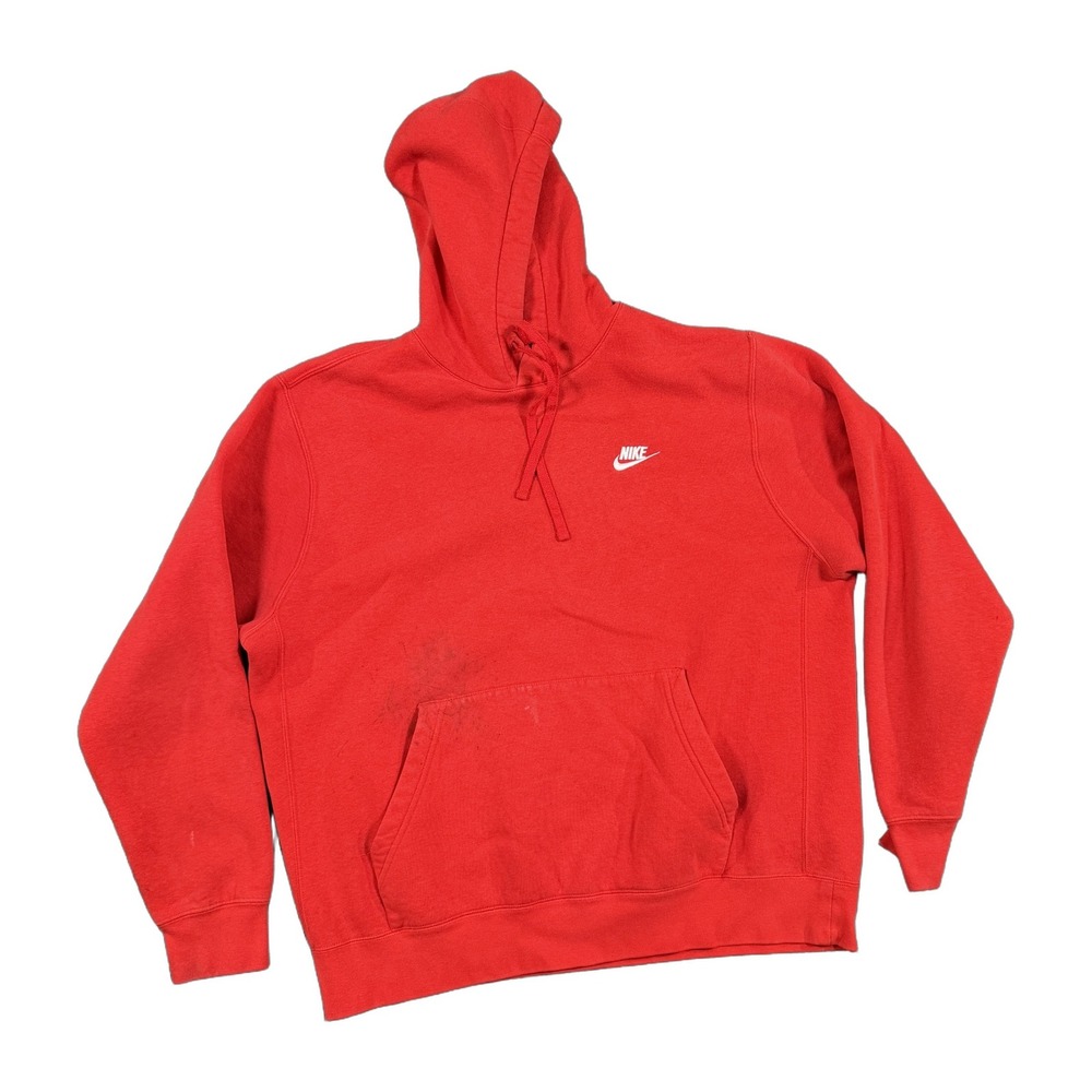 Nike Pullover Hoodie Mens XL Red Embroidered Swoosh Fleece Sweatshirt 2610